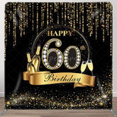 Aperturee - Aperturee Gold Champagne Glitter Fabric Backdrop Cover for Birthday